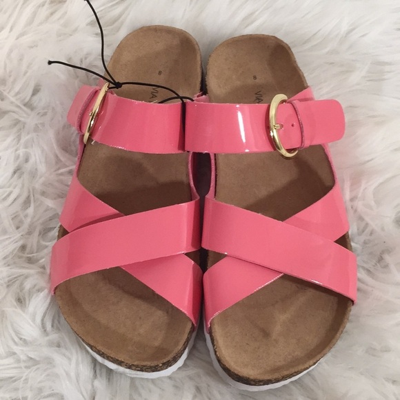 Vía Rosa Footbed Sandal Slip On Cross Straps New - Picture 5 of 16